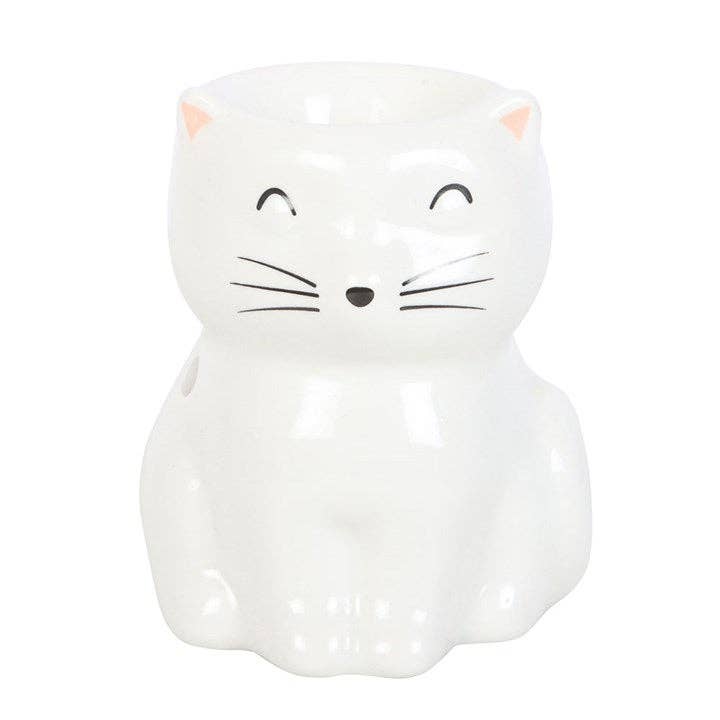 Brûle-parfum Chat Heureux Blanc