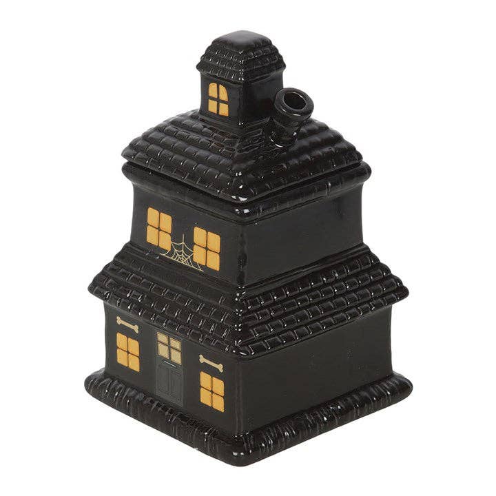 Brûle-parfum maison hantée noire pour Halloween