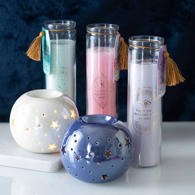 Brûle-parfum étoile iridescente violette