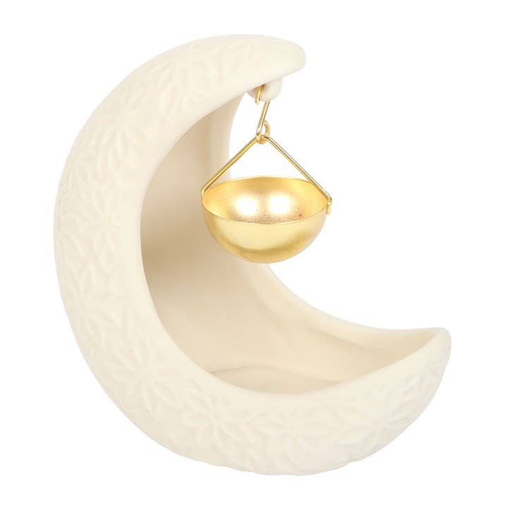 Brûle-parfum suspendu en forme de croissant de lune