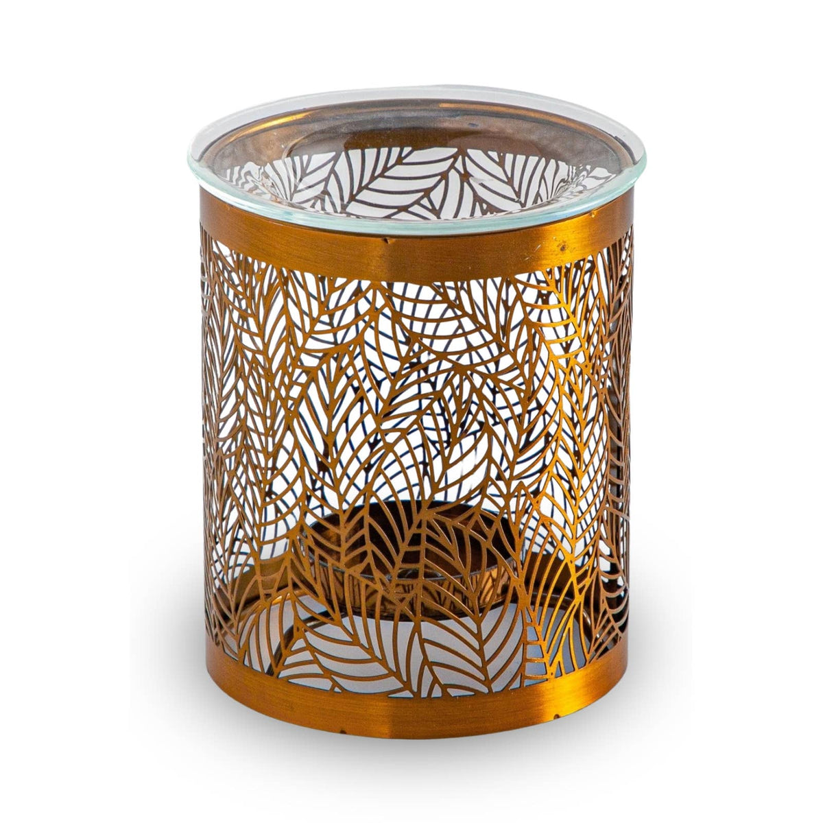 Brûle-parfum Leaves – Motif Original en Métal Ajouré & Verre