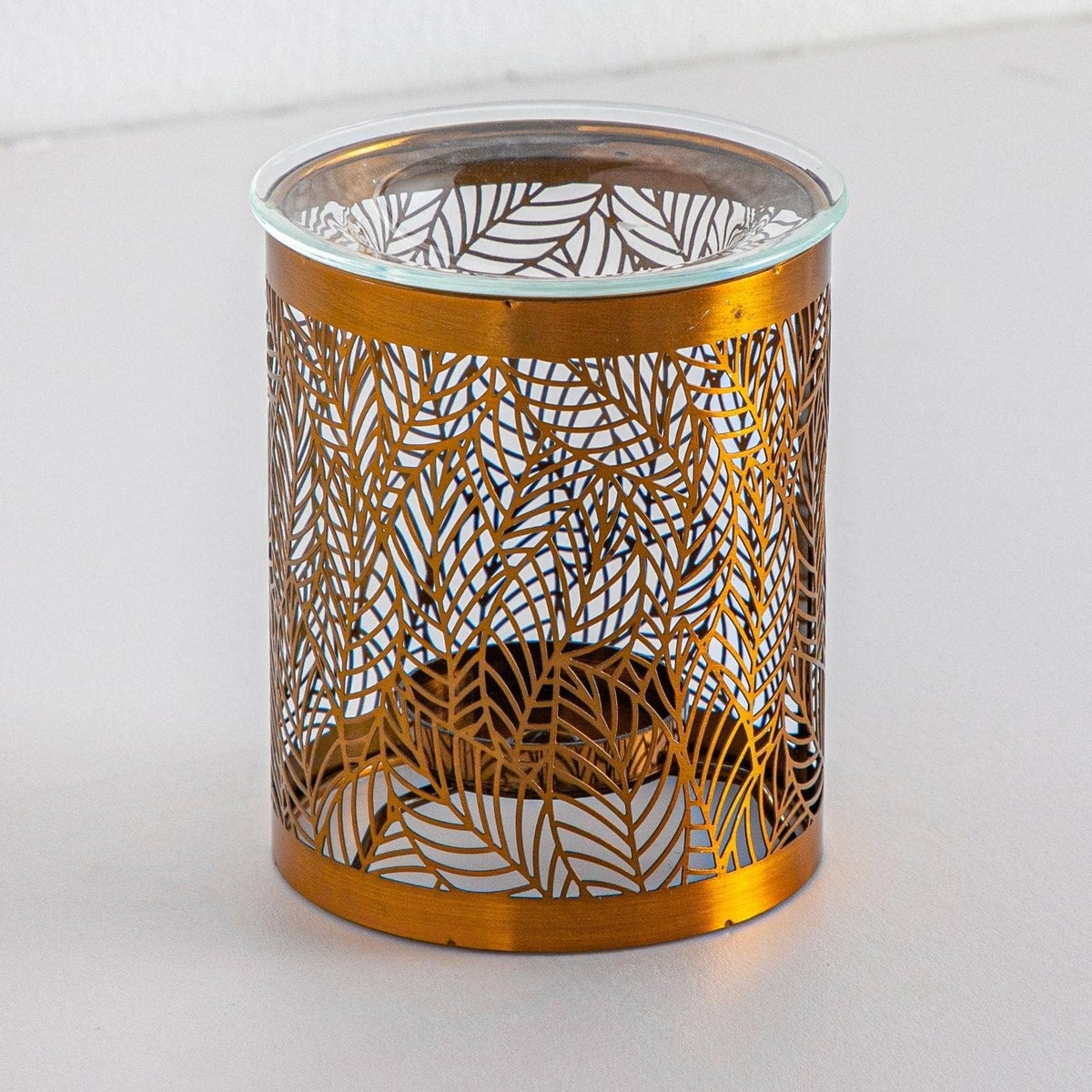Brûle-parfum Leaves – Motif Original en Métal Ajouré & Verre