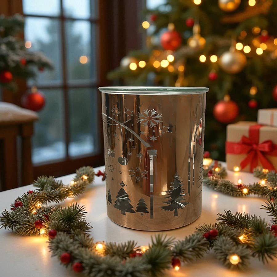 Brûle-parfum métal cuivré – Arche de Noël laser