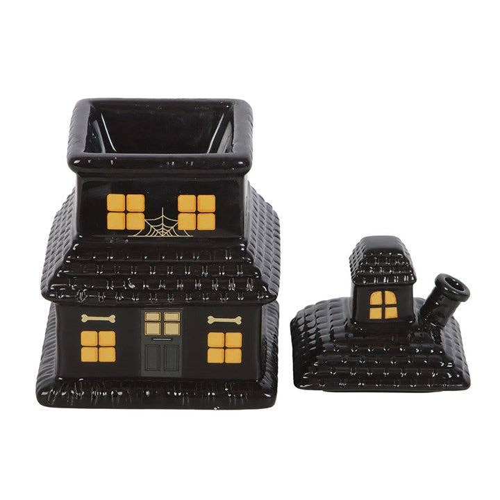Brûle-parfum maison hantée noire pour Halloween
