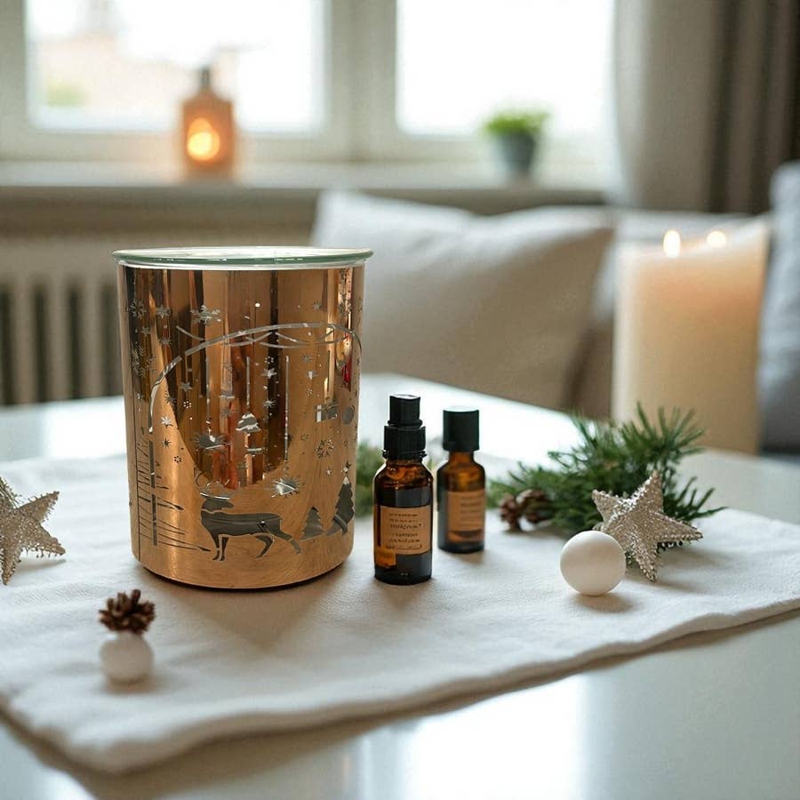 Brûle-parfum métal cuivré – Arche de Noël laser