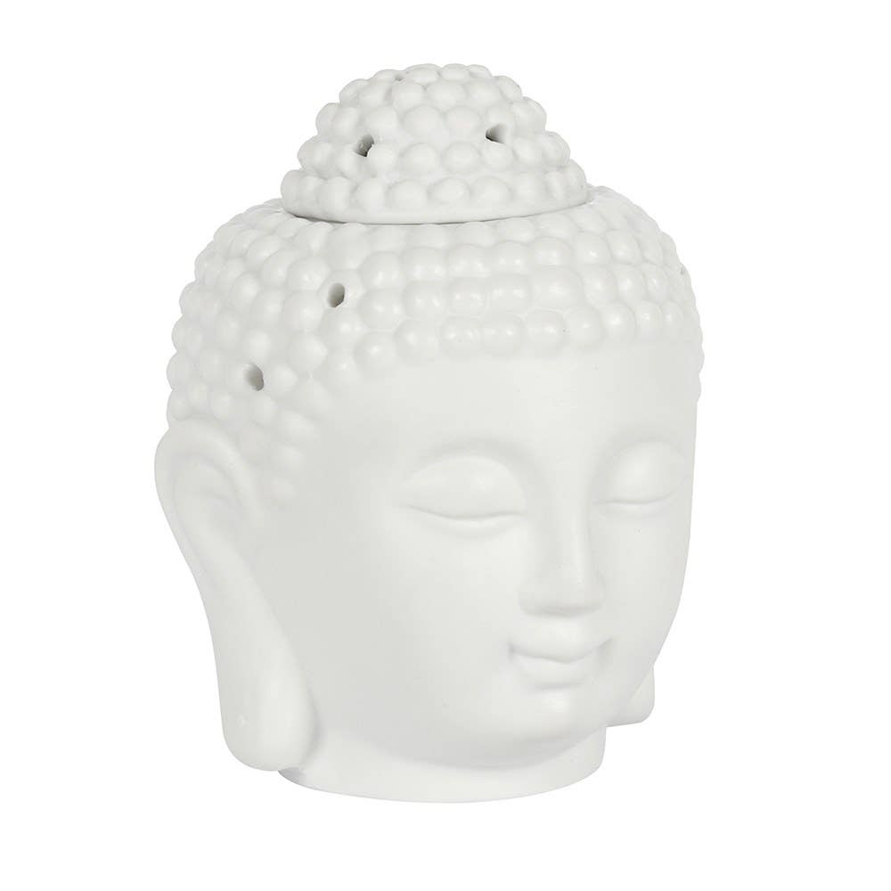 Brûle-parfum tête de Bouddha blanc mat