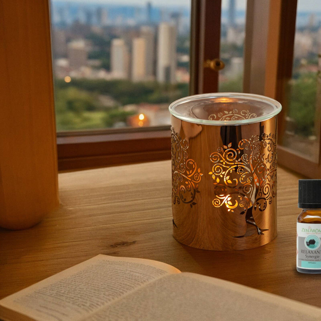 Brûle-parfum Arbre Sacré en Métal et Verre