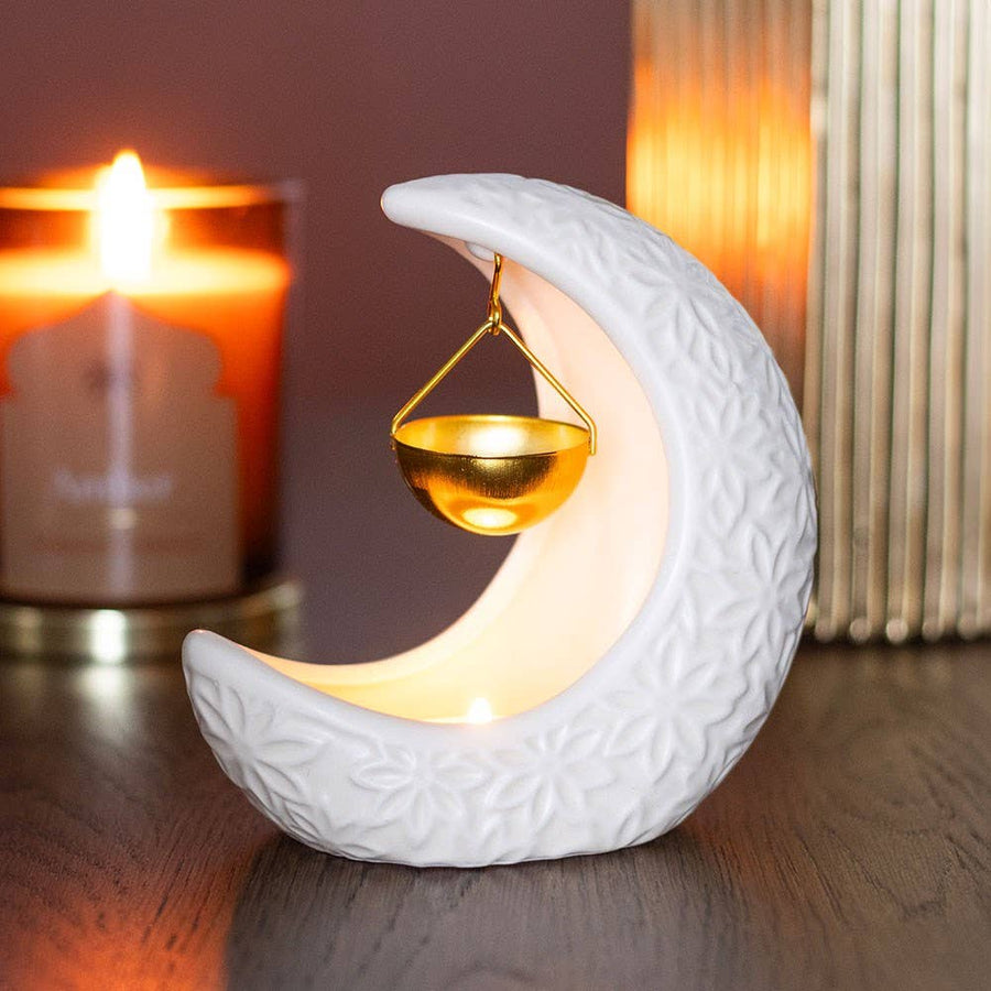Brûle-parfum suspendu en forme de croissant de lune
