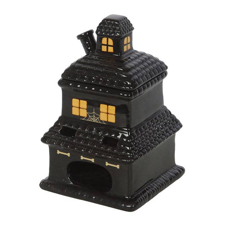 Brûle-parfum maison hantée noire pour Halloween