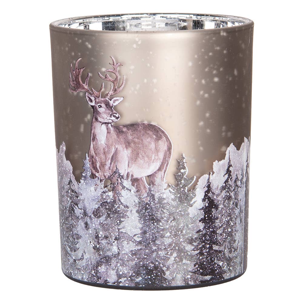 Duo de photophores Cerf – gris & argenté