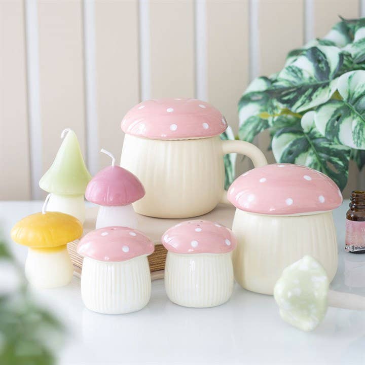 Brûle-parfum en forme de champignon rose