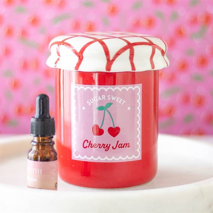 Brûle-parfum forme de pot de confiture de cerise