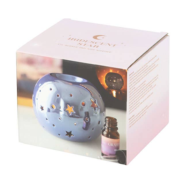 Brûle-parfum étoile iridescente violette
