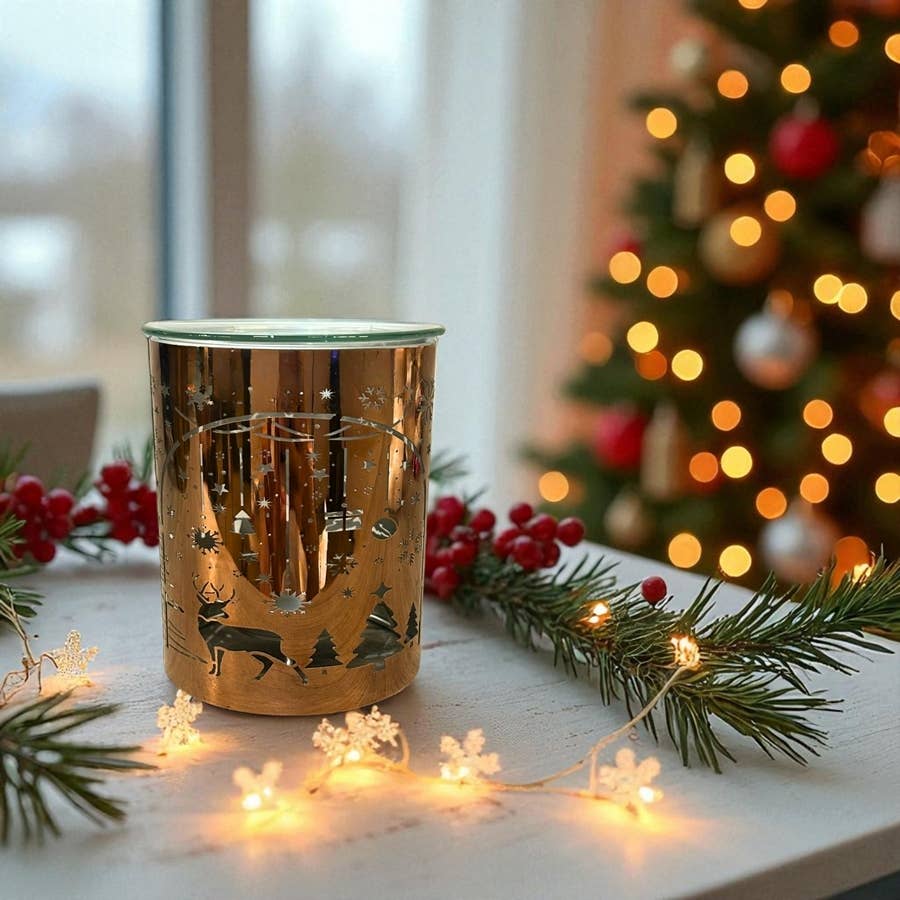 Brûle-parfum métal cuivré – Arche de Noël laser