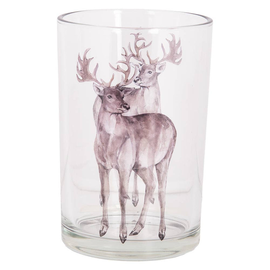 Grand photophore Cerf en verre – Ø 12 × 18 cm