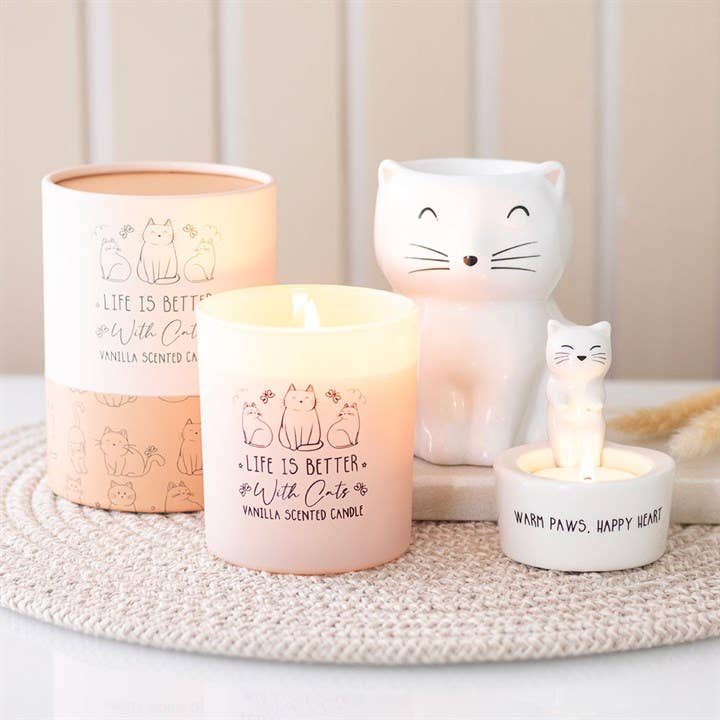 Brûle-parfum Chat Heureux Blanc