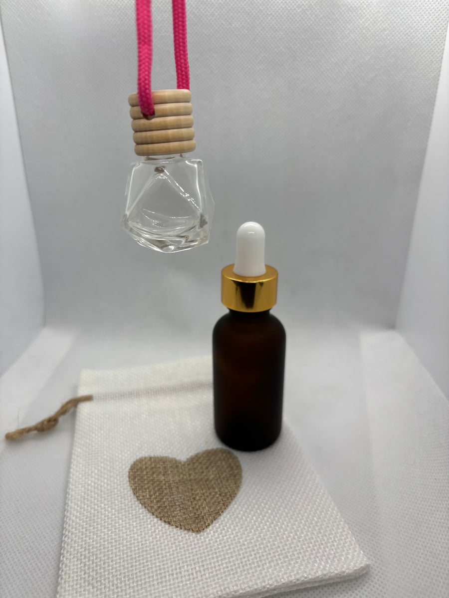 Diffuseur de parfum voiture diamant corde rose + recharge