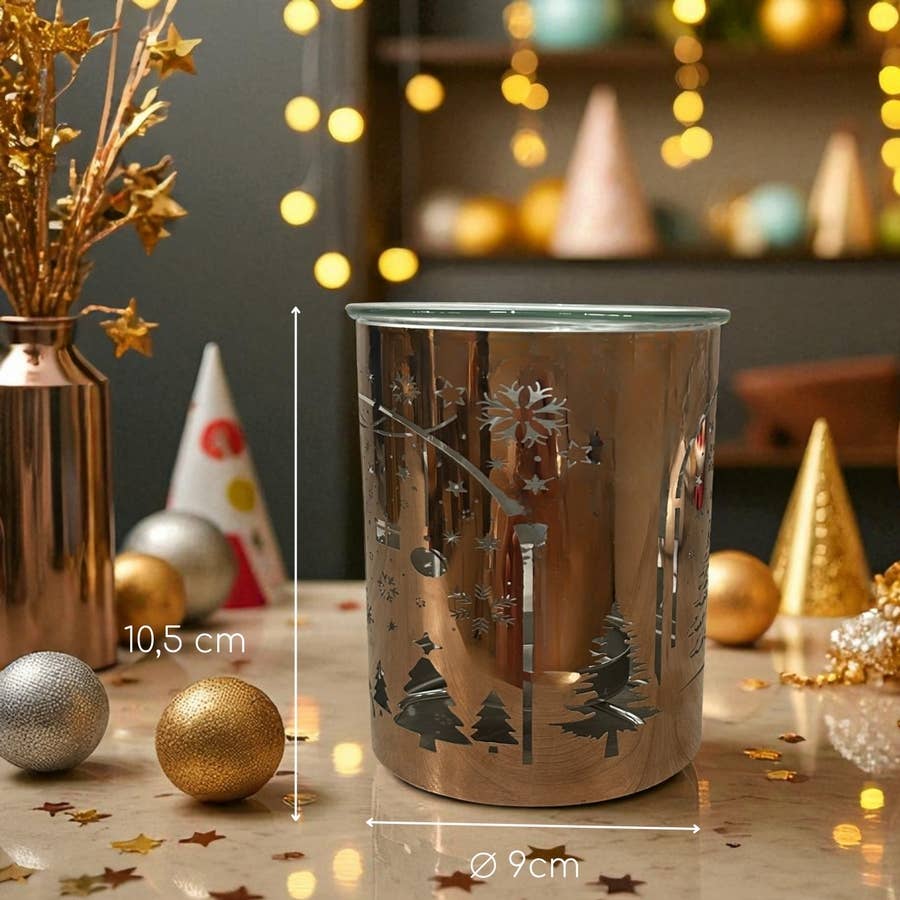 Brûle-parfum métal cuivré – Arche de Noël laser