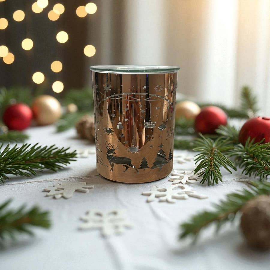 Brûle-parfum métal cuivré – Arche de Noël laser
