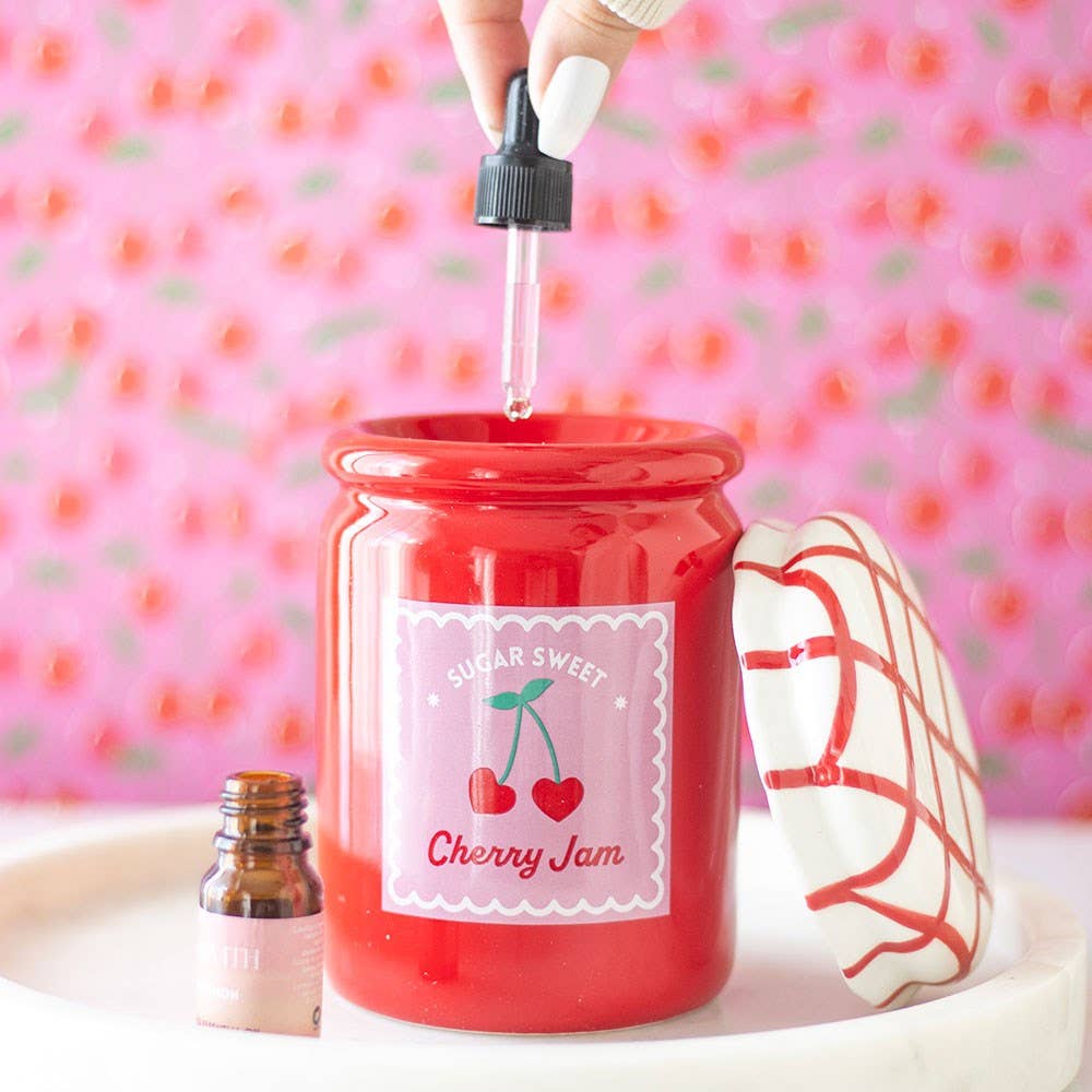 Brûle-parfum forme de pot de confiture de cerise