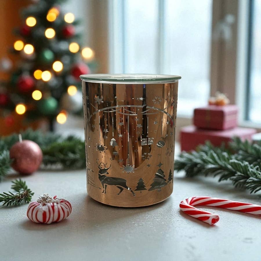 Brûle-parfum métal cuivré – Arche de Noël laser