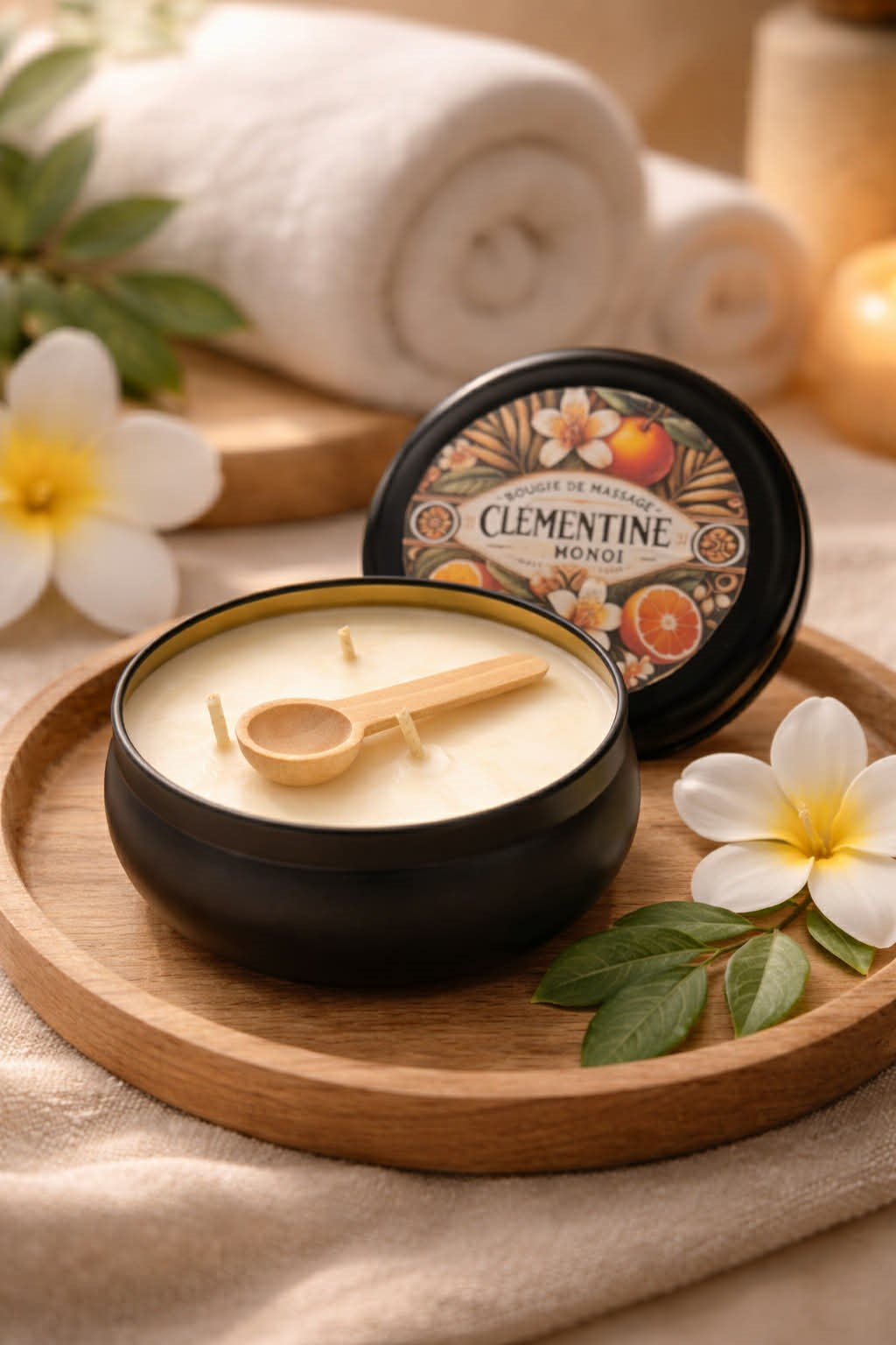 Grande bougie de massage – Senteur au choix