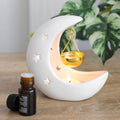 Brûle-parfum White Crescent Moon avec plat en métal