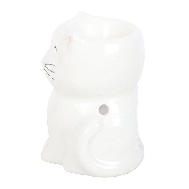 Brûle-parfum Chat Heureux Blanc