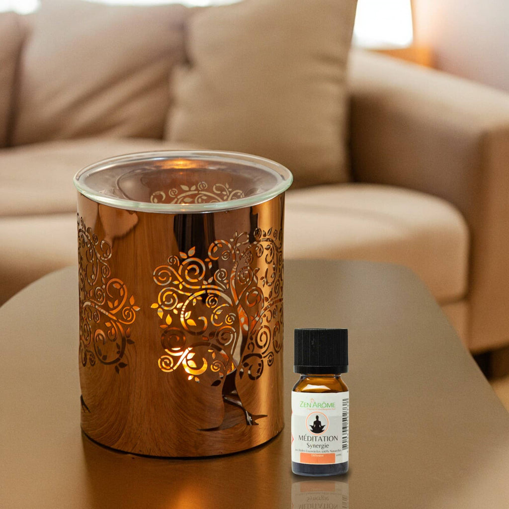 Brûle-parfum Arbre Sacré en Métal et Verre