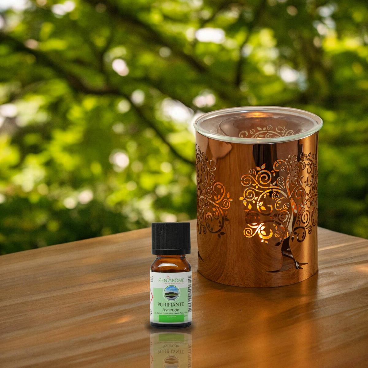 Brûle-parfum Arbre Sacré en Métal et Verre