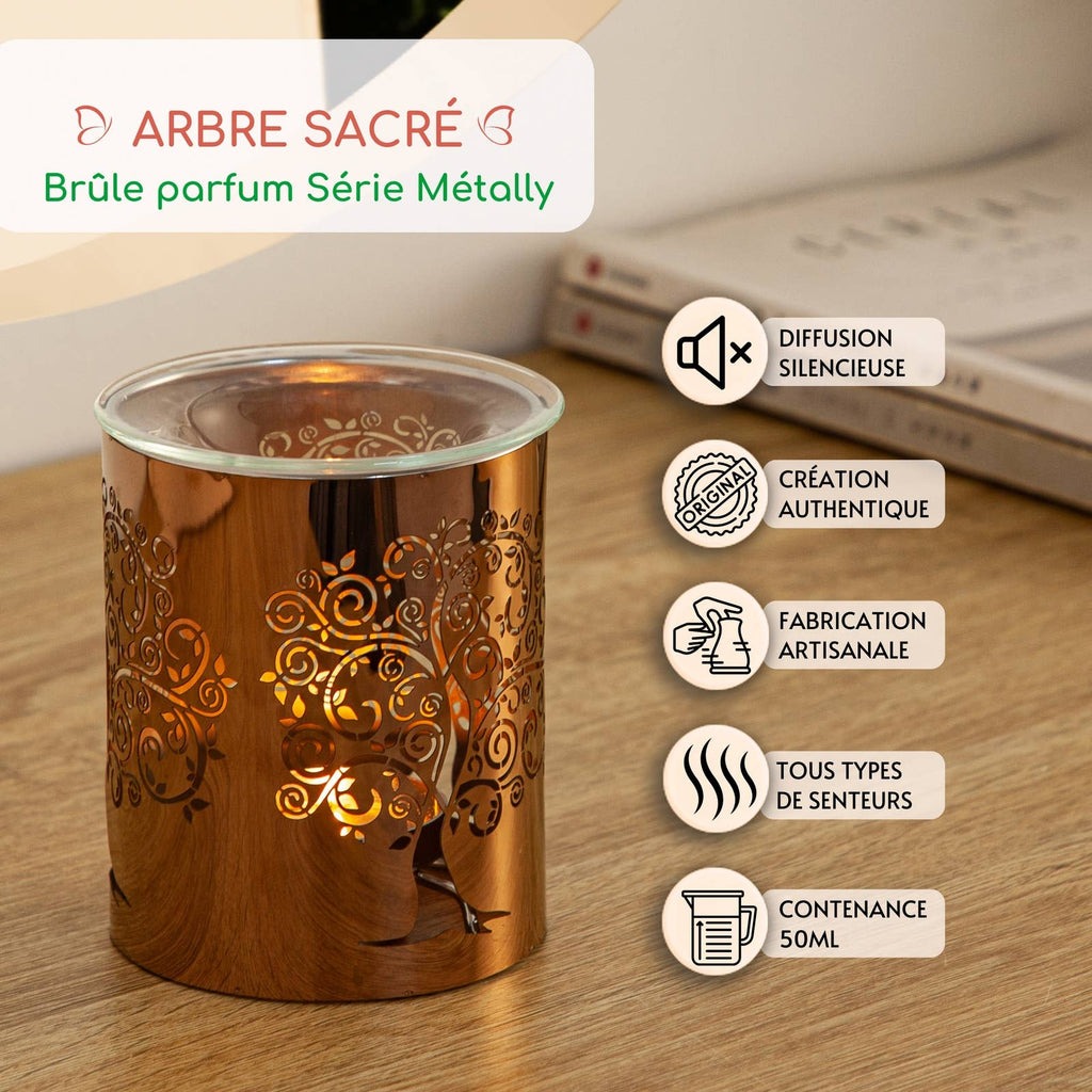 Brûle-parfum Arbre Sacré en Métal et Verre