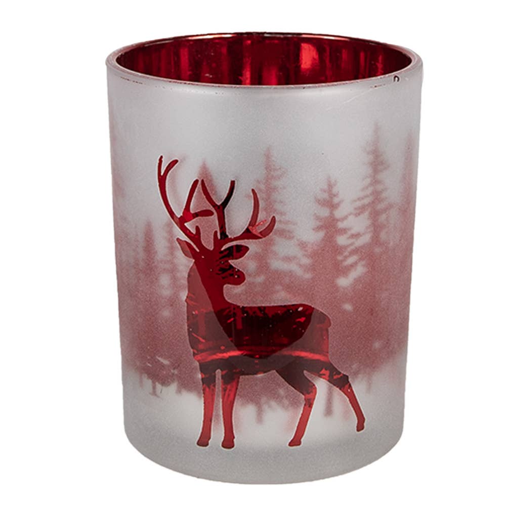 Trio de photophores Cerf – blanc & rouge