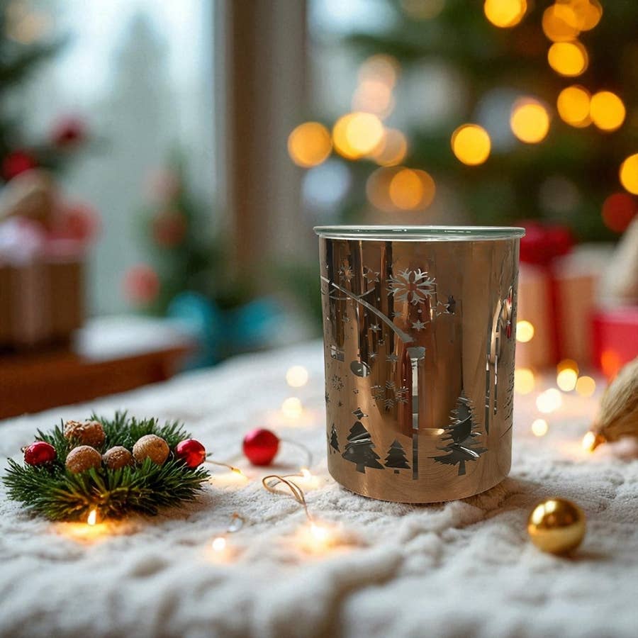 Brûle-parfum métal cuivré – Arche de Noël laser